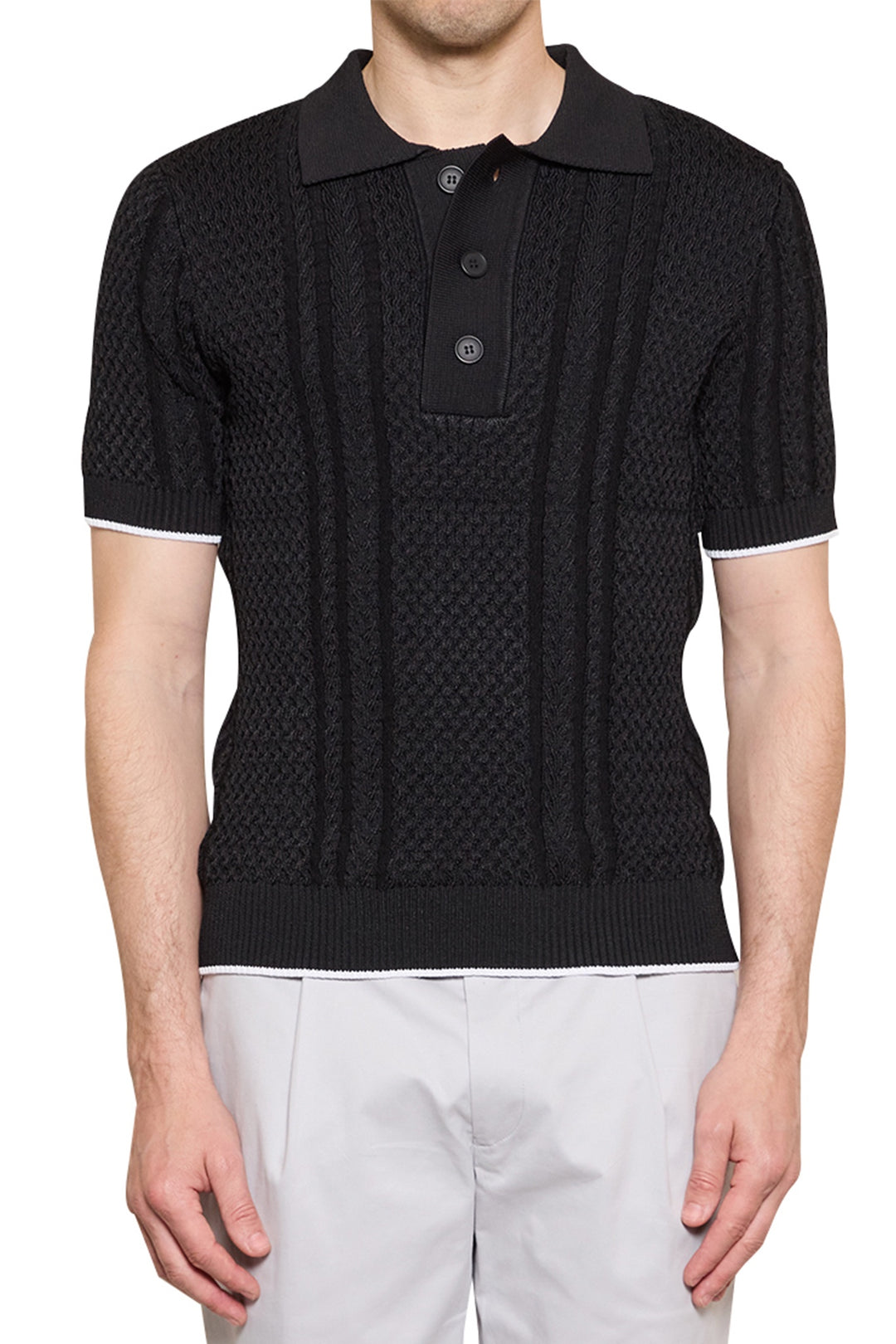 Blake Textured Knit Polo in Black – Arthur Galan AG